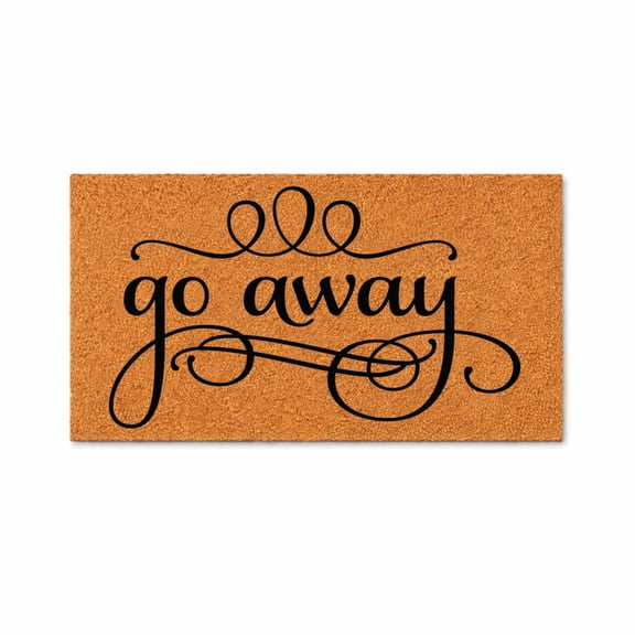Go Away Doormat, Decorative Outdoor Welcome Mat, Funny Door Mat Entryway Rug (16x24 inches) WoodByStu 7453