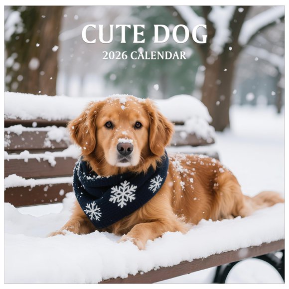 Calendario de pared ROZZBY 2026 para perros de enero a diciembre, 12 x 24 cm