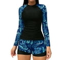 thumbnail image 2 of Ounisa Women Split Two-Piece Swimsuit Breathable Mesh Short Sleeve Floral Print Swim Dress with Boyshorts Modest Bathing Suit, 2 of 6
