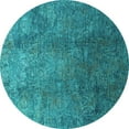 thumbnail image 1 of Ahgly Company Machine Washable Indoor Round Oriental Turquoise Blue Industrial Area Rugs, 5' Round, 1 of 4