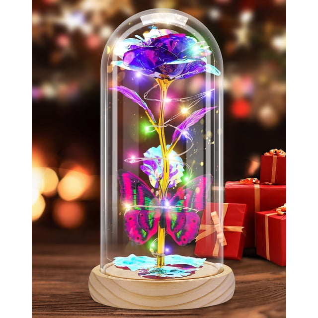 Rosa de cristal Otlonpe Timeless Elegance LED Wood Púrpura