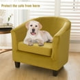thumbnail image 3 of SHANNA Velvet Tub Chair Covers, 2 Pieces Stretch Modern Armchair Slipcovers Non Slip Sofa Couch Slipcover for Club Bar Counter Living Room Reception,With Separate Cushion Cover, Yellow 1 Pack, 3 of 12