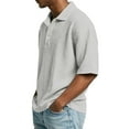 thumbnail image 4 of Dwellite Waffle Short Sleeve Men Polo Shirts Casual Big and Tall Fashion Collared Shirt Solid Color Golf Pullovers Light Gray M, 4 of 8