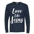 thumbnail image 2 of Wild Bobby Love Like Jesus Inspirational/Christian Men Long Sleeve Shirt, Vintage Heather Navy, Medium, 2 of 5