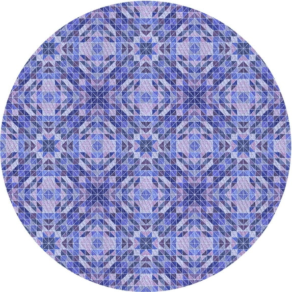 Ahgly Company Indoor Round Patterned Jeans Blue Area Rugs, 3' Round