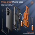 thumbnail image 4 of For Samsung Galaxy S25 Ultra 5G Case [Compatible With MagSafe], Hidden Metal Kickstand, Military-Grade Heavy Duty Case with Bumper Frame, 360° Full Body Shockproof Protection Cover,Orange, 4 of 7
