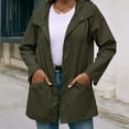 thumbnail image 5 of up to 60% off Gifts Usmixi Raincoats for Women Womens Rain Jackets Outdoor Front Open Button Down Drawstring Hooded Trench Coats Casual Solid Long Sleeve Windbreaker Outerwear with Pocket, 5 of 6