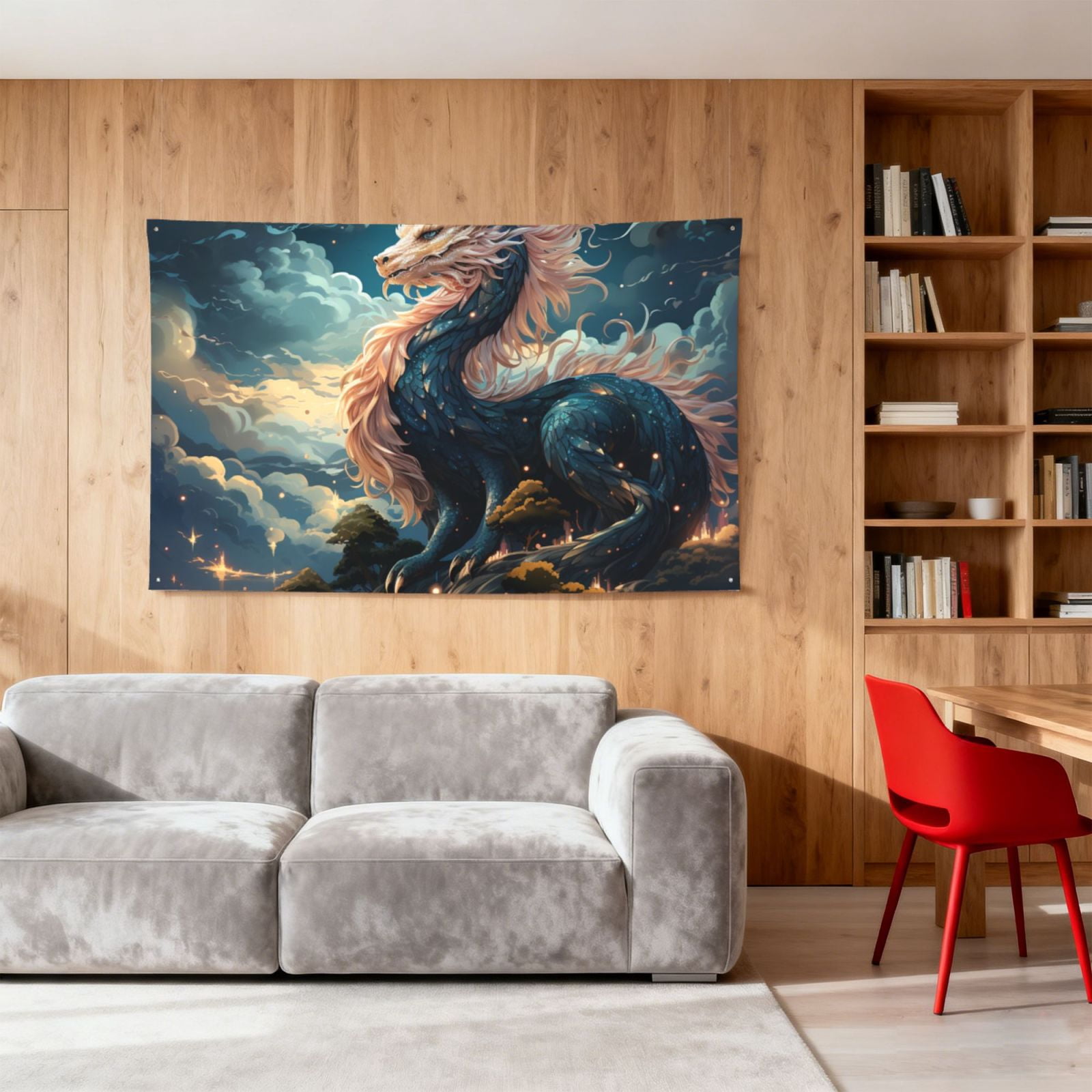 Dragon Sky Cool Art Four Hole Decorated Banner Flag for Garden Yard Home Decoration Indoor Outdoor 4x6 Ft