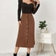 thumbnail image 5 of Falda de mujer Falda midi Cintura alta Falda de línea A con botón Falda básica retro vintage ANGGREK Otros, 5 of 8