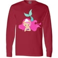 thumbnail image 3 of Inktastic Cute Mermaid, Pink Hair, Green Tail Long Sleeve T-Shirt, 3 of 5