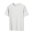 thumbnail image 3 of ZHOGXU Summer Slim Fit Knit Short Sleeve O Neck Men's T Shirts With Solid Color And Loose Athletic Style Comfortable Everyday Wear, 3 of 5
