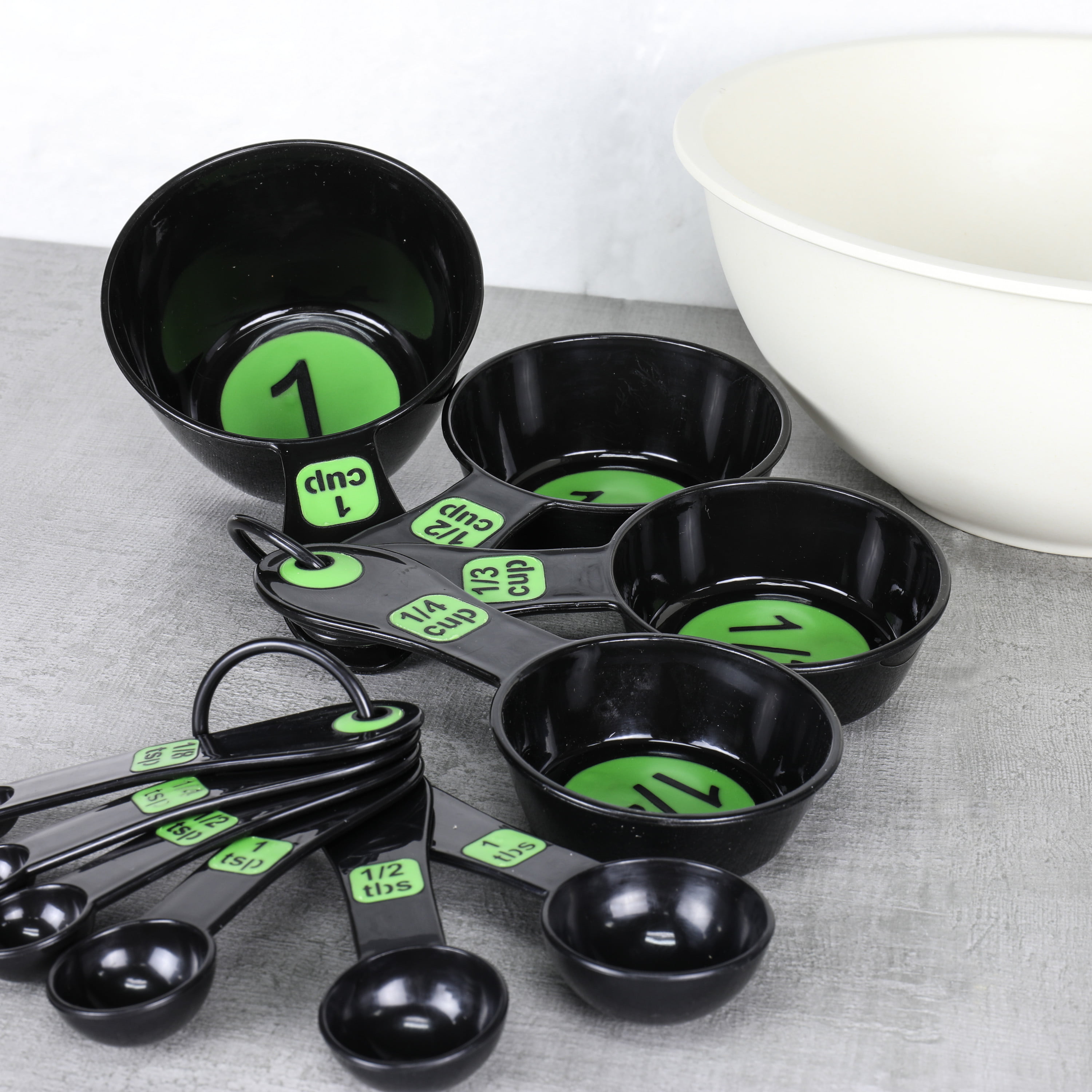 Chef Craft 10 Piece Easy Read Measuring Cups & Spoons Set - Black / Blue