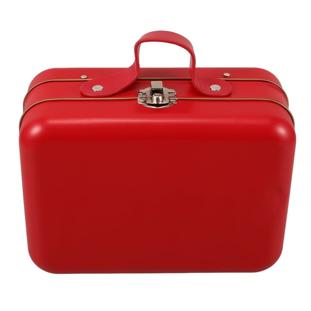 ColoMX Mini cajas de maleta Caja de regalo de fiesta de dulces Caja de maleta de juguete Bolso rectangular Contenedor de joyería de hojalata para electrónica Joyería Maquillaje Rojo