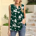 thumbnail image 3 of Gibobby Blusa de verano para mujer Camisa informal Sin mangas Top con cuello en V Camisa plisada informal Camiseta sin mangas de color sólido(Verde,M), 3 of 5