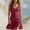 Wine, variant on Women's Cotton Linen Blend Mini Dress V-Neck Sleeveless Button Down Ruffle Hem A-Line Casual Summer Dress for Everyday Beach Wear Light Blue XL(XL)