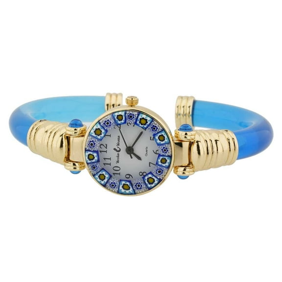 GlassOfVenice Murano Glass Millefiori Bangle Watch - Light Blue