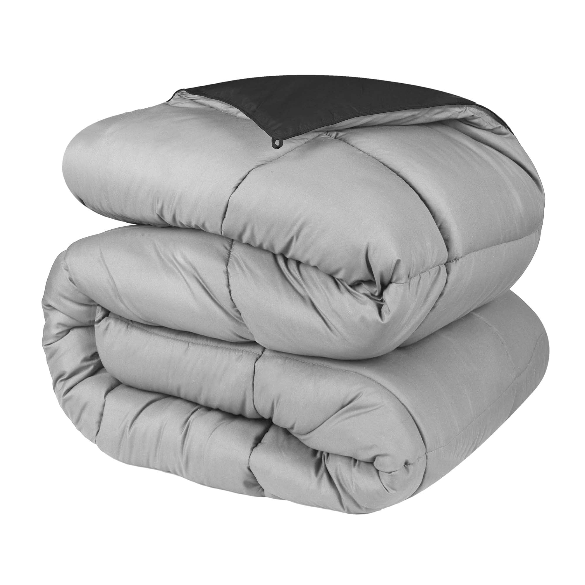 Superior Reversible Down Alternative Comforter, Full Queen, Black-Gray