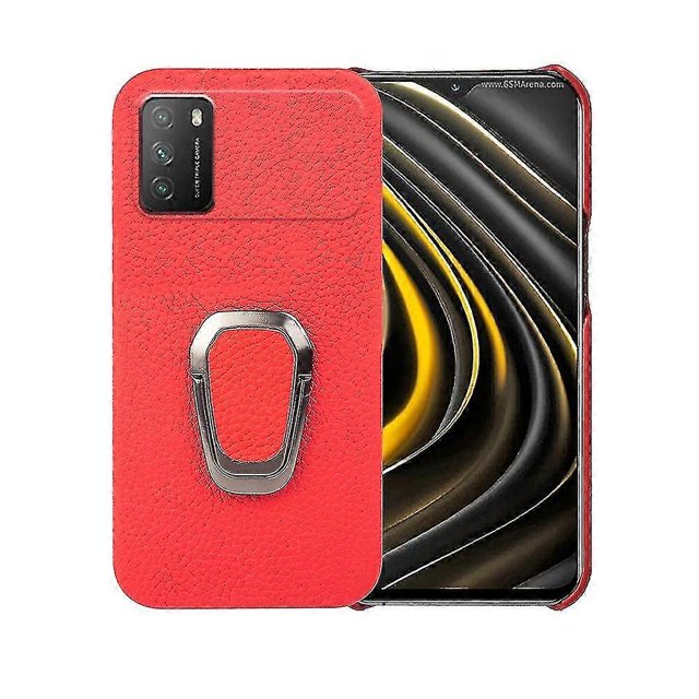 Funda para teléfono con soporte de anillo para Xiaomi Poco M3, color rojo