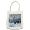 thumbnail image 1 of Animal Tote Bag, Horse between Trees in the Winter Forest Frozen Woods Icy Land Nature Picture, Cloth Linen Reusable Bag for Shopping Books Beach and More, 16.5" X 14", Cream, by Ambesonne, 1 of 2