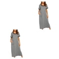 thumbnail image 2 of Qarigey Ropa de dormir y cómoda para mujer - Para una noche relajante Camisones y camisones de algodón para mujer con apariencia romántica Gris-plata L 2Conjunto, 2 of 6