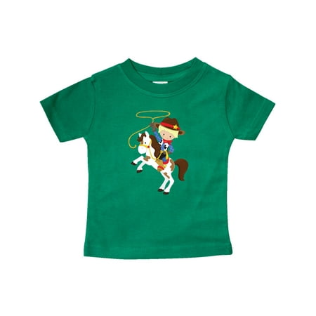 

Inktastic Little Cowboy Cowboy On White Horse Blond Hair Gift Baby Boy T-Shirt