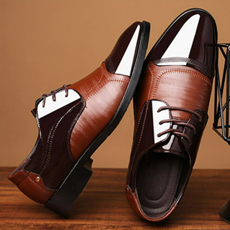 Xucatan Men's Dress Shoes Business Oxfords Patent Leather Dress Shoes Classic Loafers Formal Pointed Lace Up Business Tuxedo Shoes Gift, Size: One