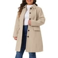 thumbnail image 5 of Agnes Orinda Women's Plus Size Coat Solid Single Breasted Long Fall Winter Outerwear with Pockets 1X Beige, 5 of 7