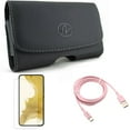 thumbnail image 1 of For Samsung Galaxy S21 (6.2") - Charger Cord Pink 6ft USB-C Cable + Swivel Leather Case Belt Clip + Anti-Glare TPU Film Matte Screen Protector, 1 of 17