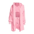 thumbnail image 3 of Wdfiry Women's Fuzzy Fleece 3 Piece Sets Pajamas Outfits Soft Sherpa Hooded Cardigan Jacket Coat And Crop Top Shorts Set, 3 of 5