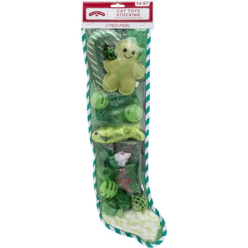 Holiday Cat Toys Stocking with Teaser