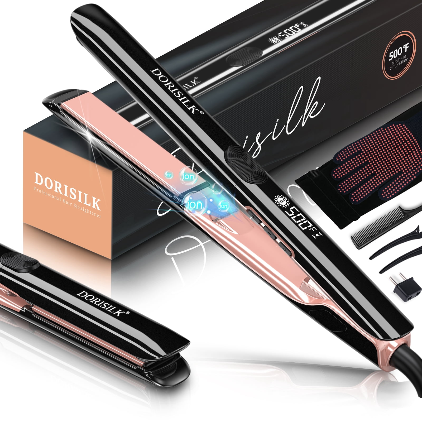 DORISILK 500¬∞F High Temp Flat Iron, 2-in-1 Straightener & Curler