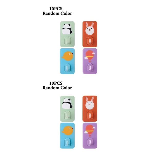 Wosthever 10 Uds ganchos adhesivos de dibujos animados gancho de pared sin rastro de cocina montado en la pared para el baño de la sala de estar del color de mezcla 2piezas Wosthever CBP139366