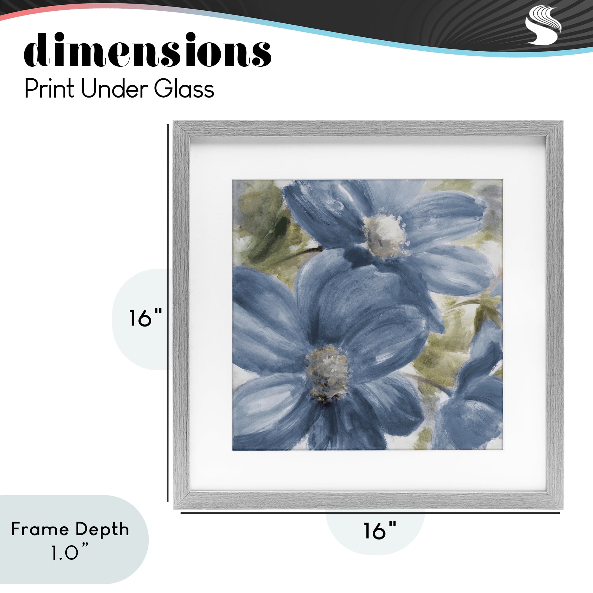 Stupell Industries Walk In Beauty Blue Flowers Gray Framed Print Under Glass, design by Lanie Loreth