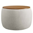 thumbnail image 2 of Perla Upholstered Fabric Storage Ottoman in Ivory Fabric, 2 of 9