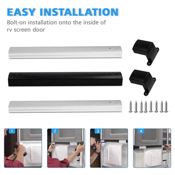 RV Screen Door Cross Bar, RV Screen Door Handle Adjustable from 21 5/8'' to 28 5/8'', RV Door Handle Grab Bar for RV Travel, Trailers, Motorhomes, Campers, Black