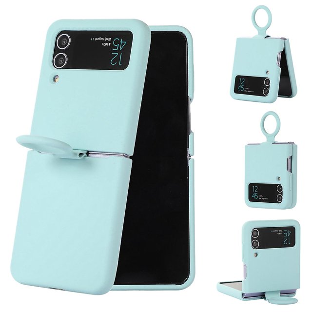 Macaron Liquid Silicone Phone Case Compatible For Samsung Galaxy Z Flip 4 With Ring Holder
