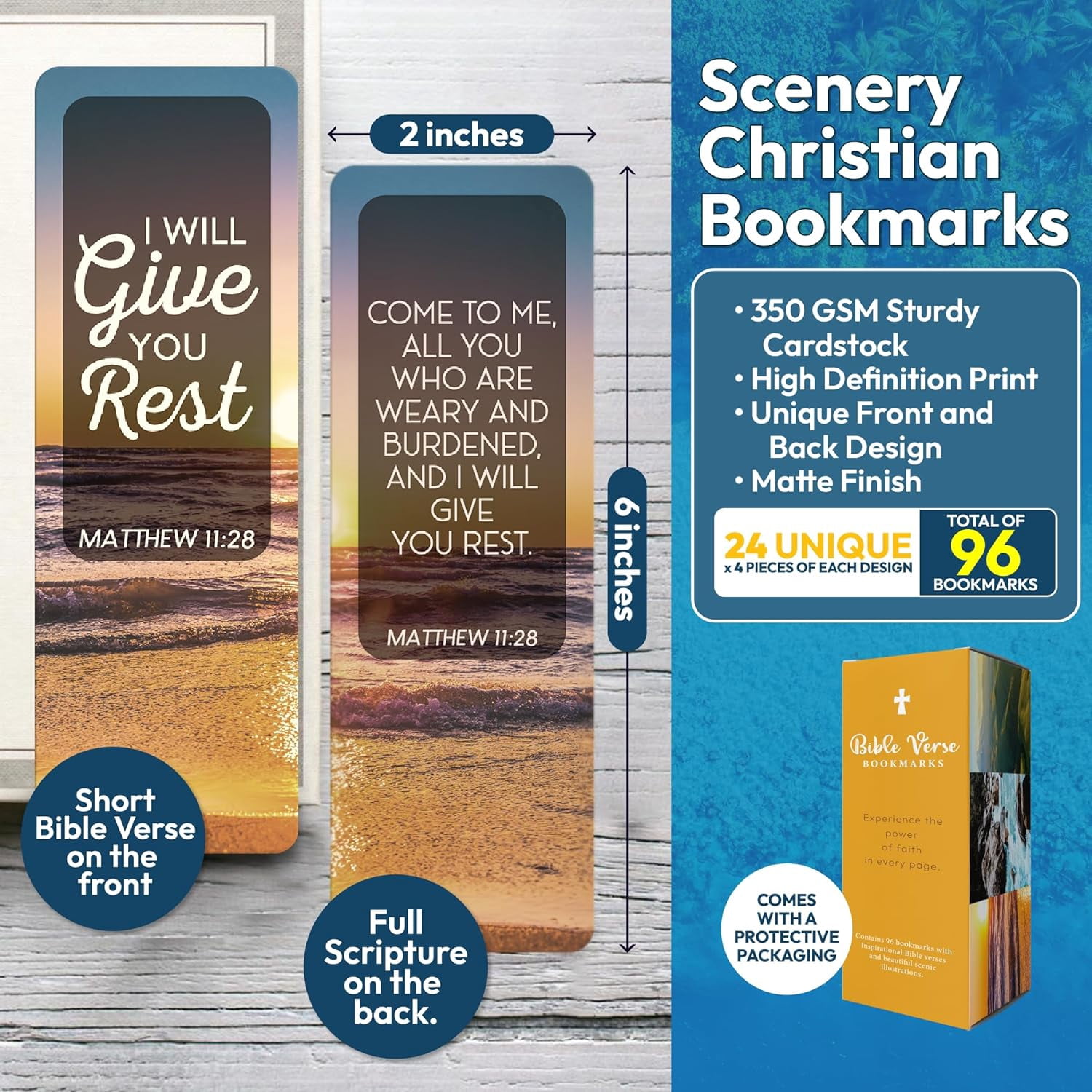 96 Pack Christian Bookmarks with Inspirational Bible Verses, Unique, Vibrant Bible Bookmark, Bulk Christian Gifts for Church Groups, Bible Study, Classroom