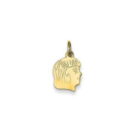 14K Yellow Gold Girl Head Charm (17mm x 9mm)