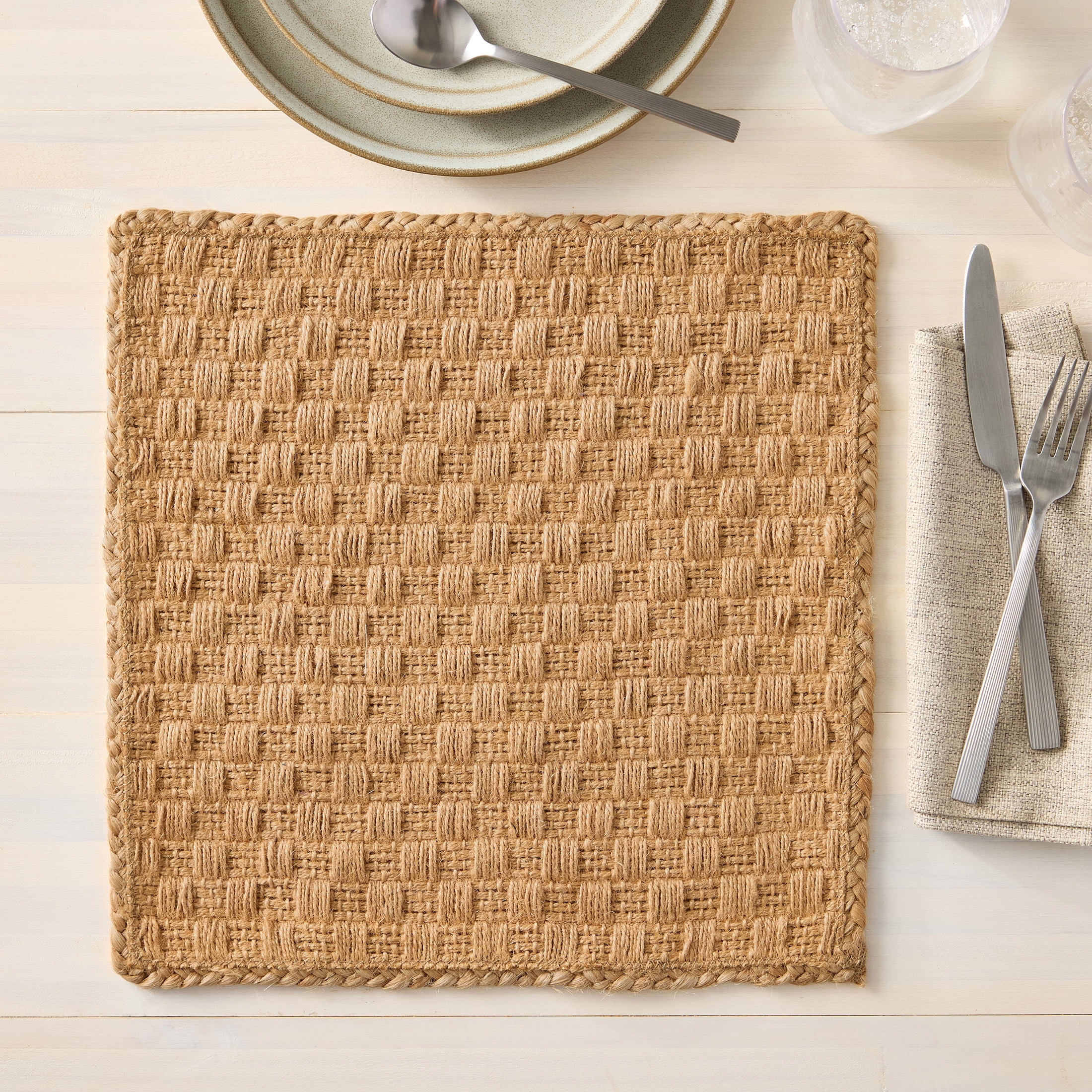 Better Homes & Gardens Jute Square 15” x 15” Table Placemat