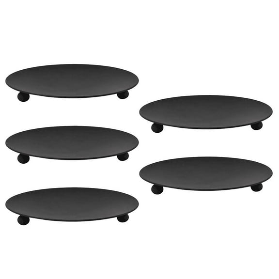 Supvox 5Pcs Black Candle Plates Candle Holders for Tabletop Home Decor