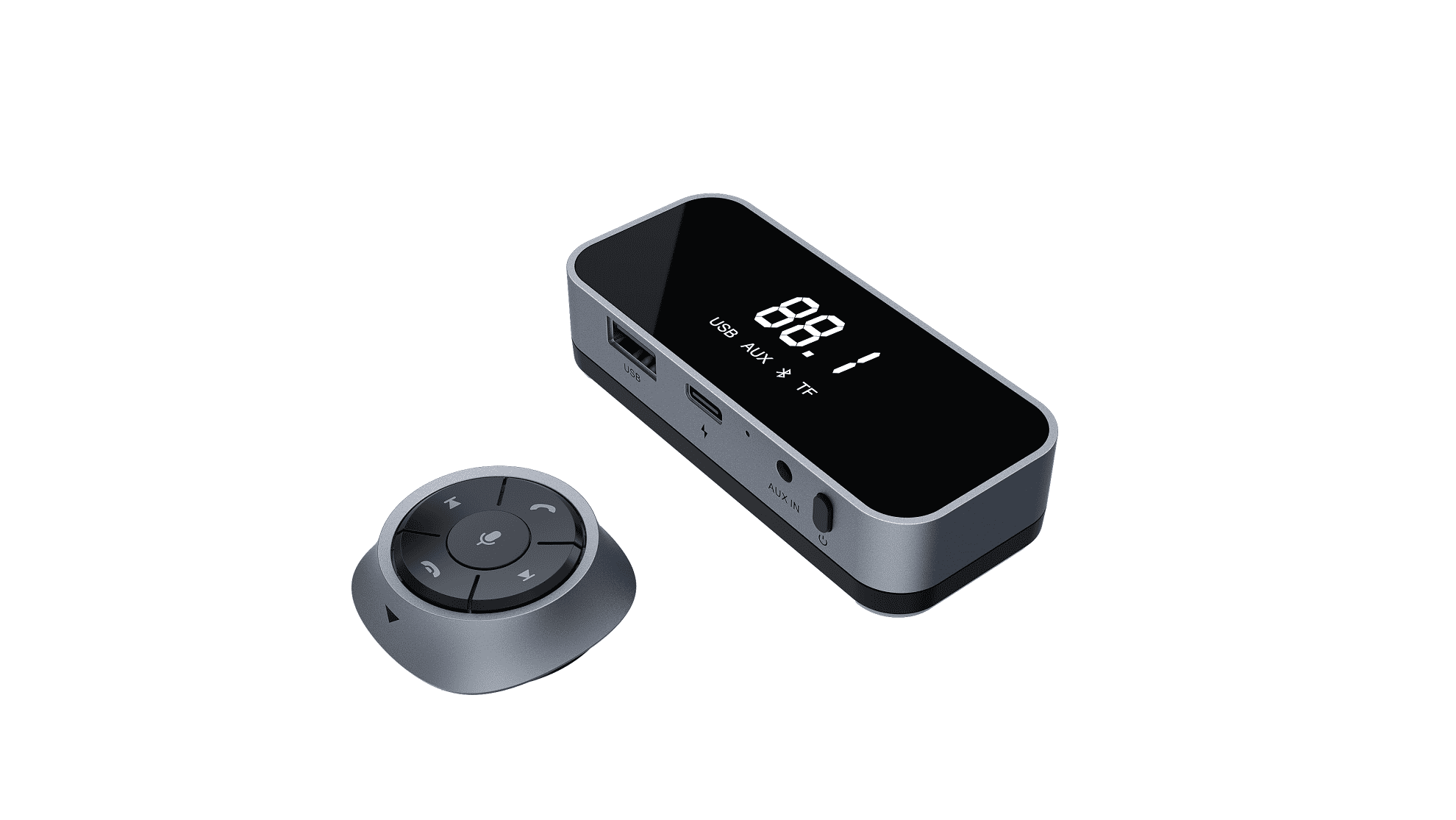 Autodrive Solar Powered BT FM Transmitter with Remote via Multi-Input Compatible with Smartphone,3.5x2.5x0.875' 1 Unit Pack