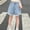 Blue1, variant on Eltusu Girls Denim Shorts, Casual Lace Hem Summer Elastic Waist Jean Shorts with Pockets Blue Size 2-12 T