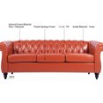 thumbnail image 3 of 3 Orange , 87.09" Rolled Arm, Pu Leather, Staggered Buckles, Evenly Loaded , Sealed Legs Arm 3 Seater In Orange, Buckle Design,, 3 of 6