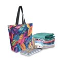 thumbnail image 2 of FORMRS Womens Canvas Tote Bag with Zipper Inner Pocket Shoulder Handbag, Colorful Art Leaves Pattern, 2 of 7