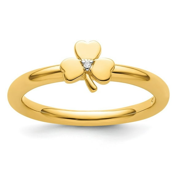 Auriga Fine Jewelry 925 Sterling Silver Yellow-plated Diamond Clover Ring for Women Size 10