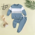thumbnail image 2 of HCNTES Newborn Infant Baby Boys Fall Outfits Long Sleeve Sweatshirt Elastic Pants Suit Toddler Spring Clothes Set(Navy,0-6 Months), 2 of 6
