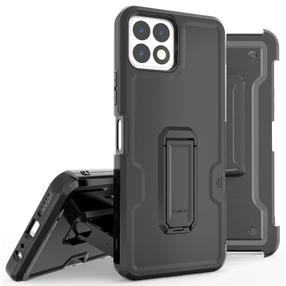 Case with Clip for Celero 5G Phone, Rugged Hybrid Cover with Stand and Credit Card Slot Belt Hip Holster Holder Combo for Boost Mobile Celero 5G Plus 6.9"