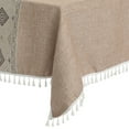 thumbnail image 4 of Unique Bargains Rustic Tablecloth Cotton Linen Waterproof Table Cover with Tassels, Checkered Coffee 55"x71", 4 of 5