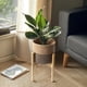 thumbnail image 4 of Cesta para plantas redonda de mimbre con soporte de madera de bambú maceta decorativa de cuerda tejida con patas, 4 of 7