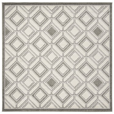 SAFAVIEH Amherst Marla Geometric Area Rug, Ivory/Light Grey, 7' x 7' Square